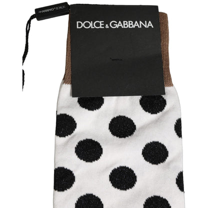 Dolce & Gabbana White Polka Dot Over The Calf Accessory Socks