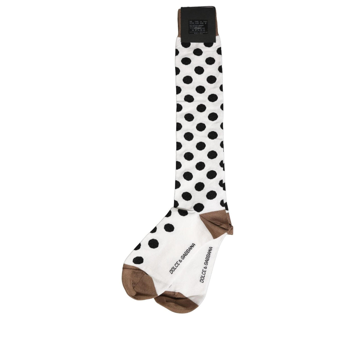 Dolce & Gabbana White Polka Dot Over The Calf Accessory Socks
