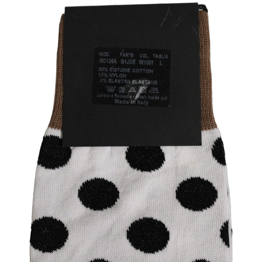 Dolce & Gabbana White Polka Dot Over The Calf Accessory Socks