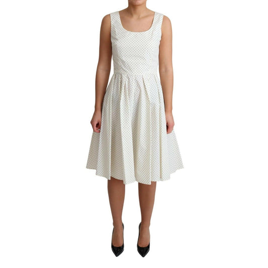 Dolce & Gabbana White Polka Dotted Cotton A-Line Dress