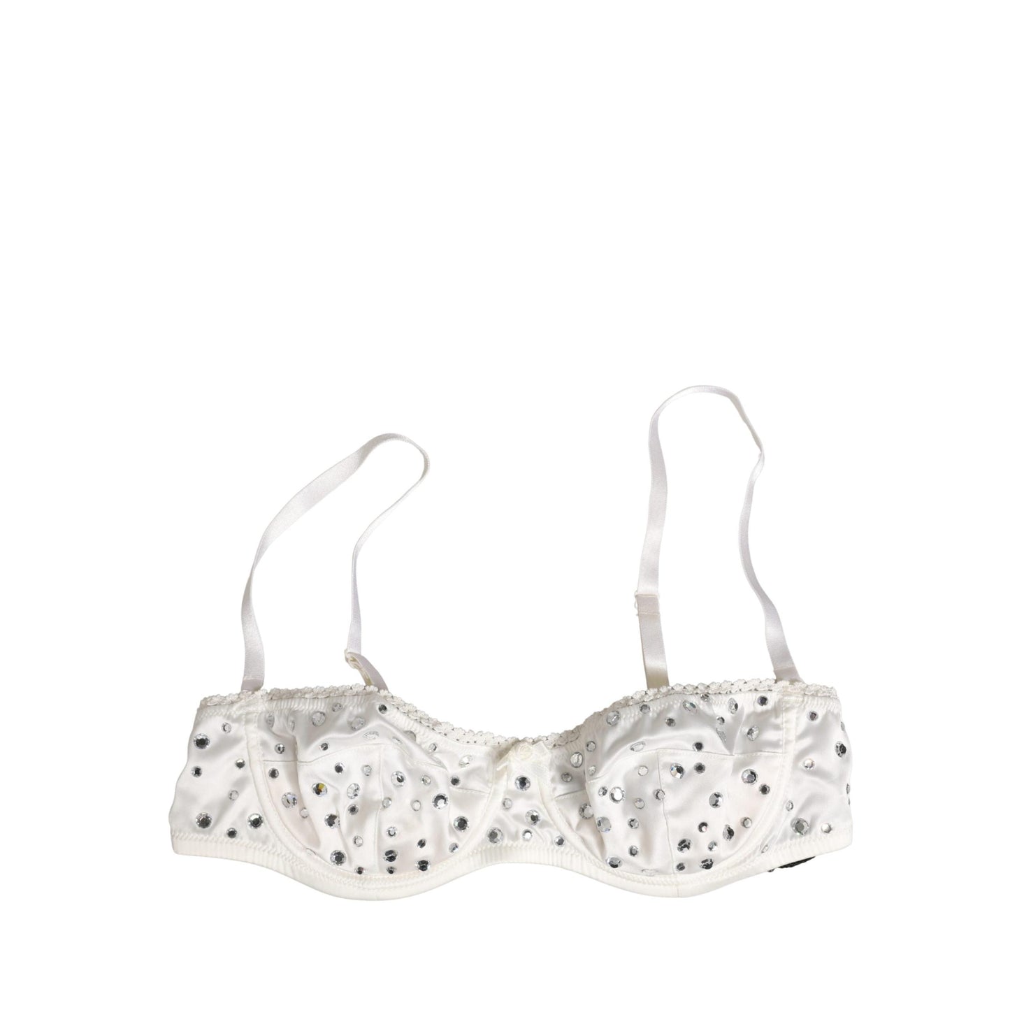 Dolce & Gabbana White Rhinestone Semi-Pad Underwire Bra Underwear