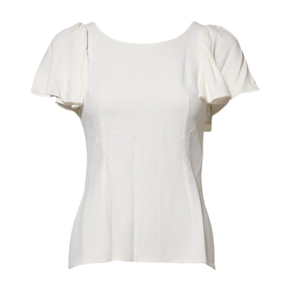 Dolce & Gabbana White Round Neck Short Sleeves Blouse Top