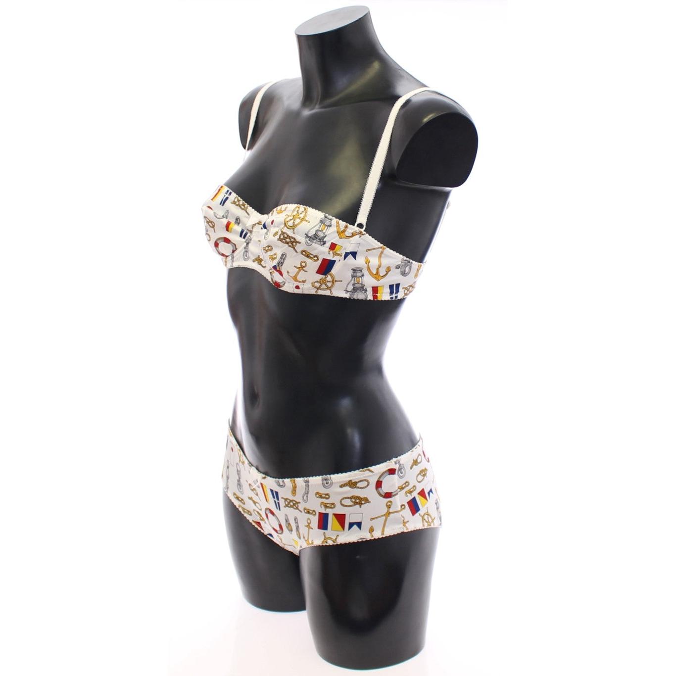 Dolce & Gabbana White Sailor Bra Panty Stretch Underwear