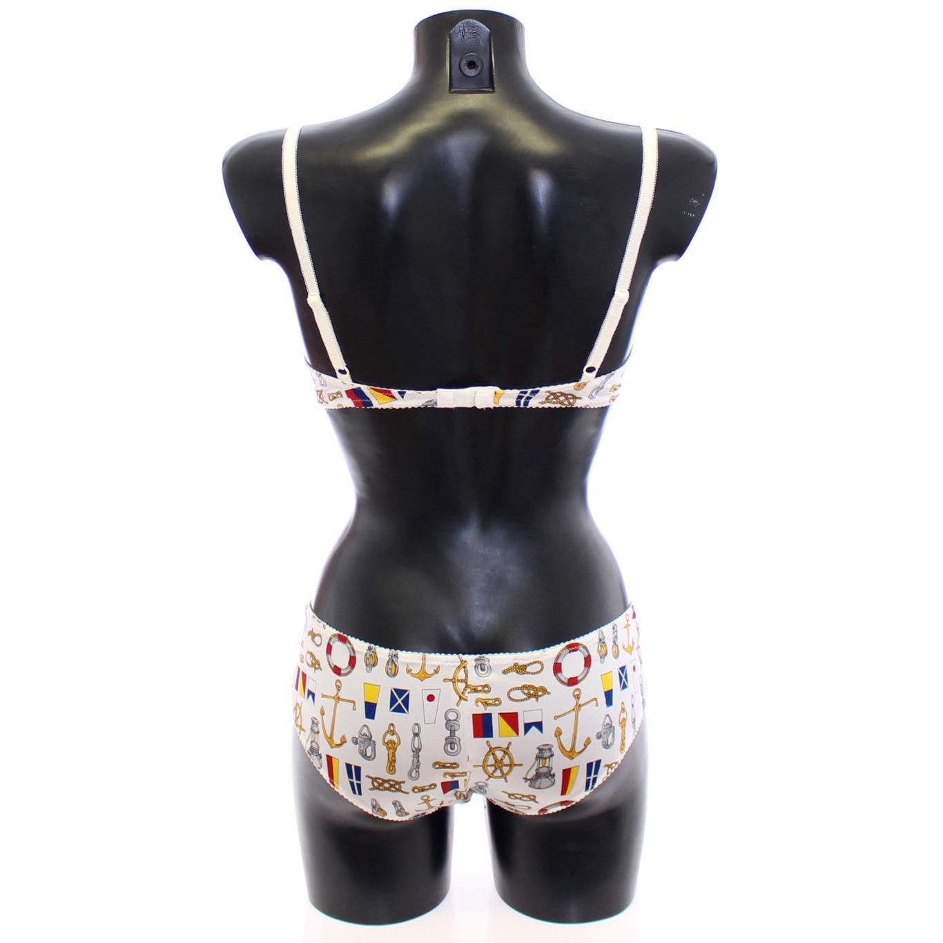 Dolce & Gabbana White Sailor Bra Panty Stretch Underwear