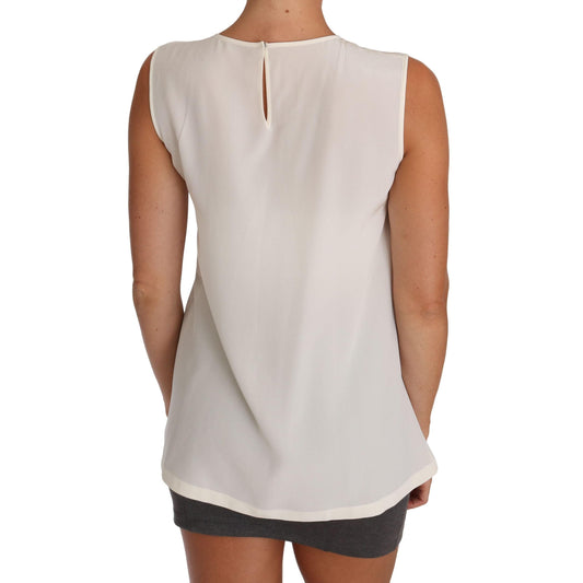 Dolce & Gabbana White Silk Crystal Sequined Fairy T-shirt