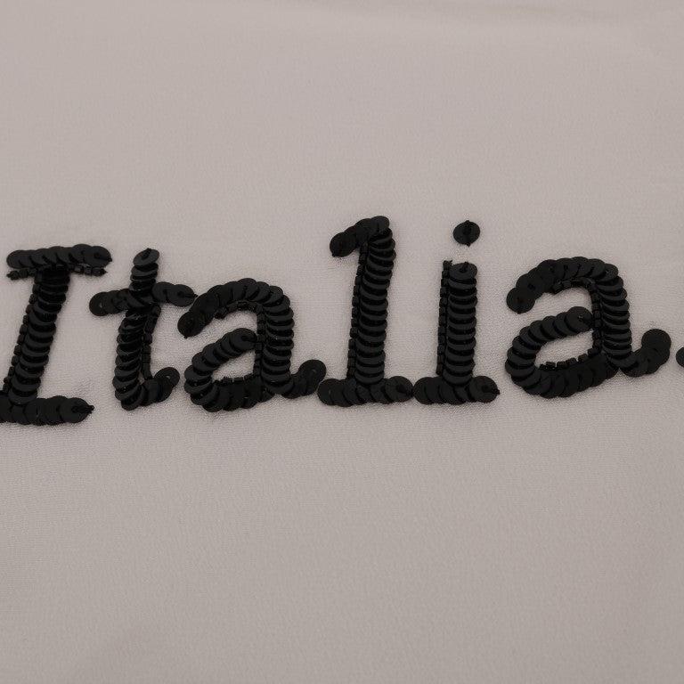 Dolce & Gabbana White Silk ITALIA IS LOVE Blouse T-shirt