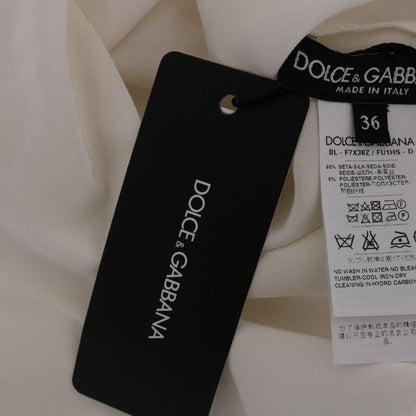 Dolce & Gabbana White Silk ITALIA IS LOVE Blouse T-shirt