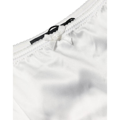 Dolce & Gabbana White Silk Stretch Mid Waist Brief Panty Underwear