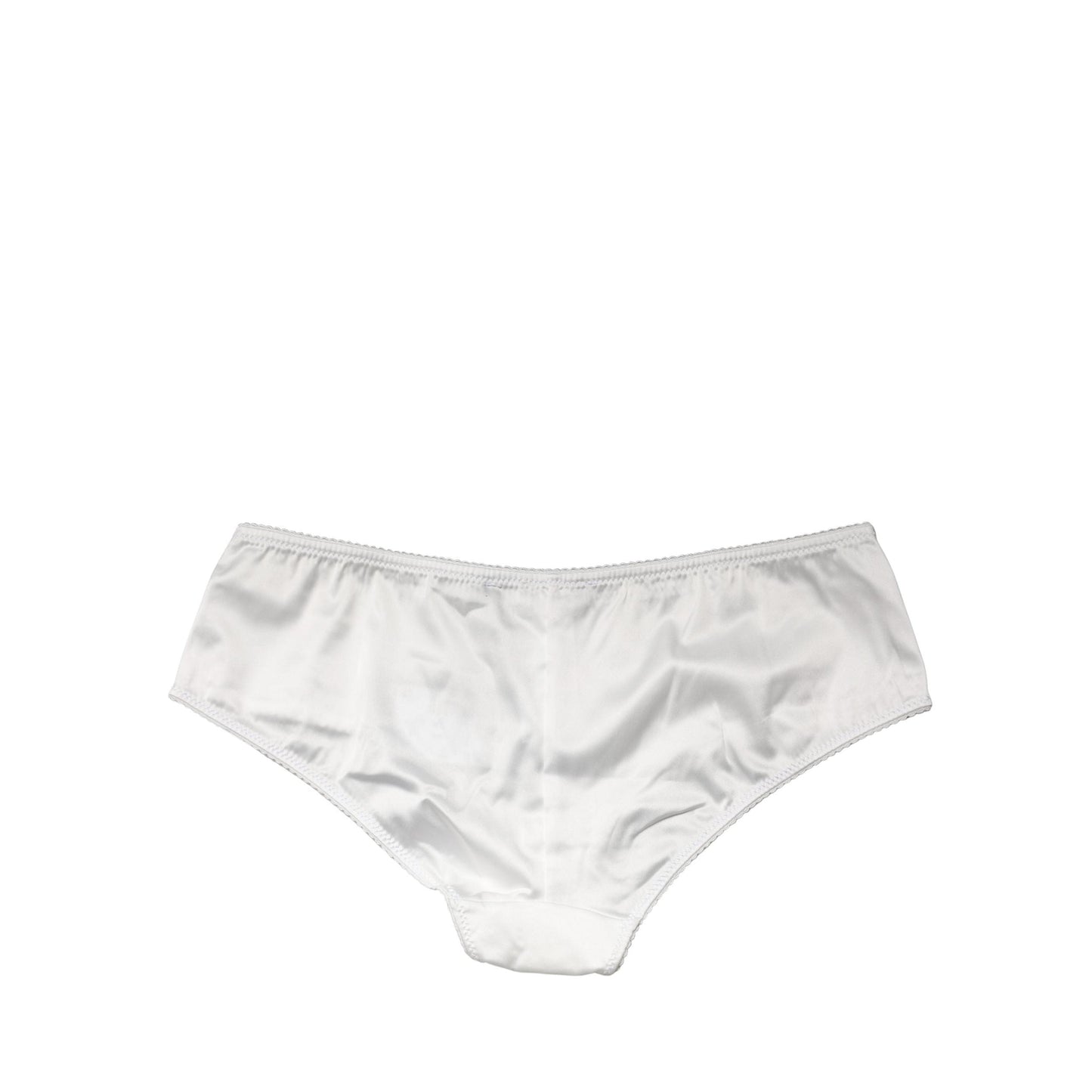 Dolce & Gabbana White Silk Stretch Mid Waist Brief Panty Underwear