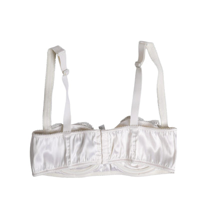 Dolce & Gabbana White Silk Underwired Balconette Bra Underwear