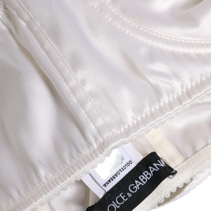 Dolce & Gabbana White Silk Underwired Balconette Bra Underwear