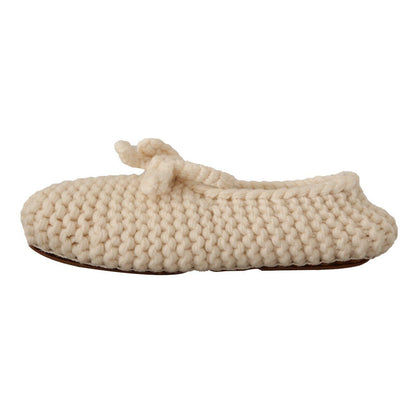 Dolce & Gabbana White Slip On Ballerina Flats Wool Knit Shoes