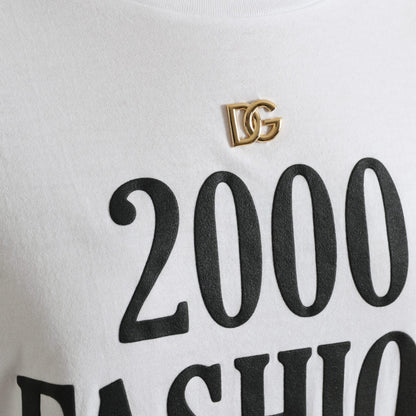 Dolce & Gabbana White Slogan Print Lacing Detailed T-shirt
