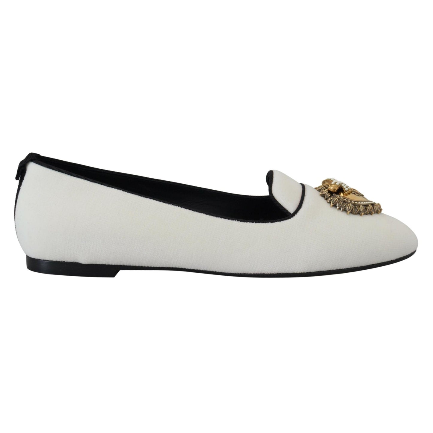 Dolce & Gabbana White Velvet Slip Ons Loafers Flats Shoes
