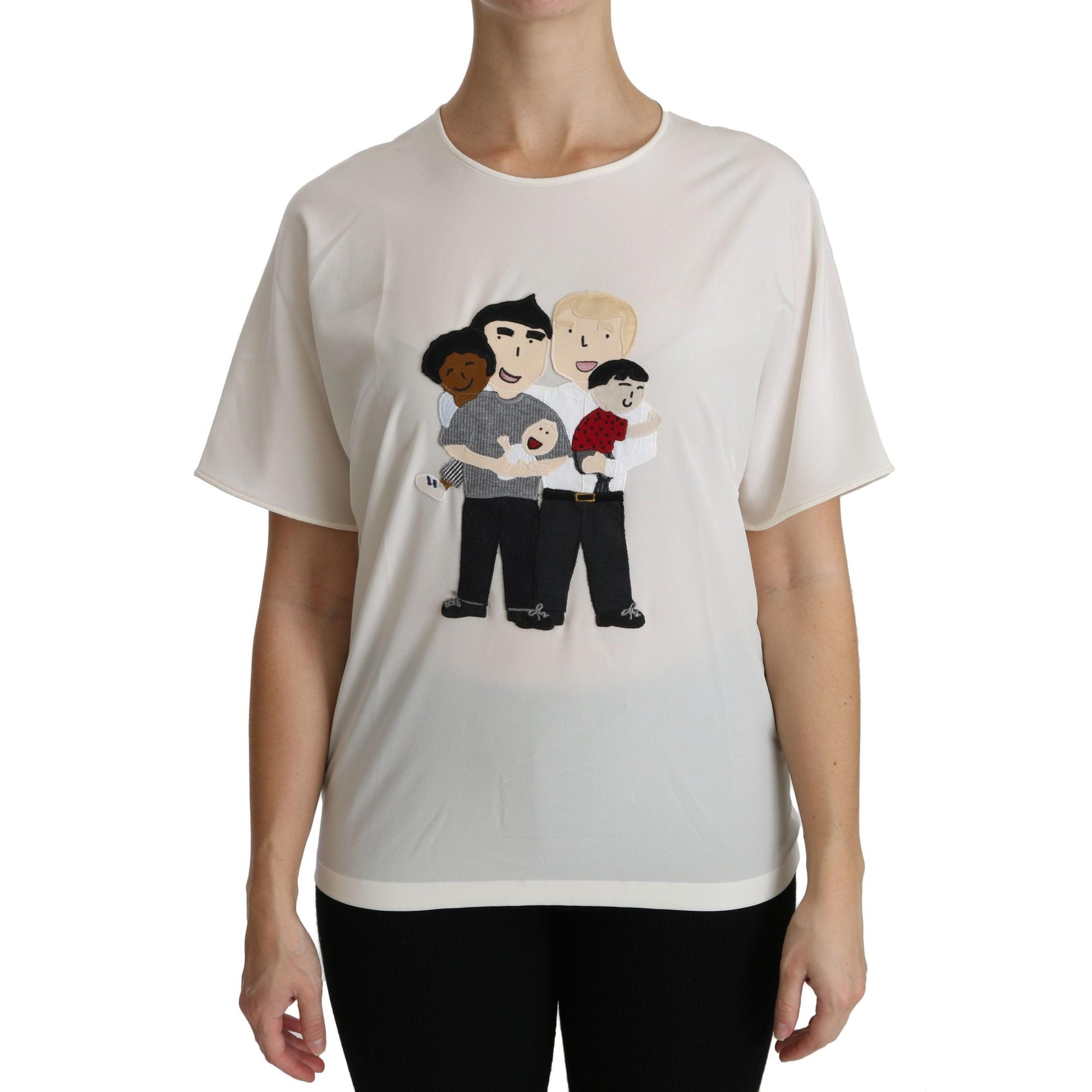 Dolce & Gabbana White #dgfamily Patch Short Sleeve Blouse Top