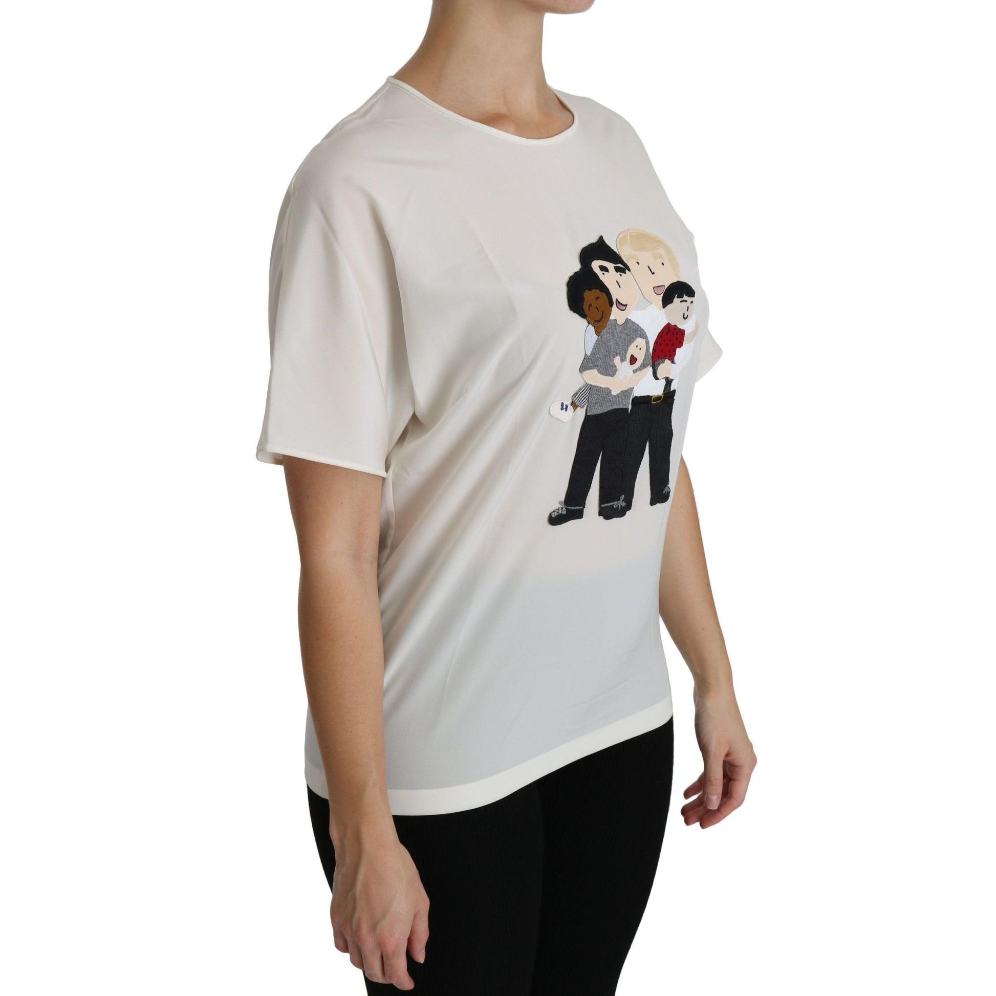 Dolce & Gabbana White #dgfamily Patch Short Sleeve Blouse Top