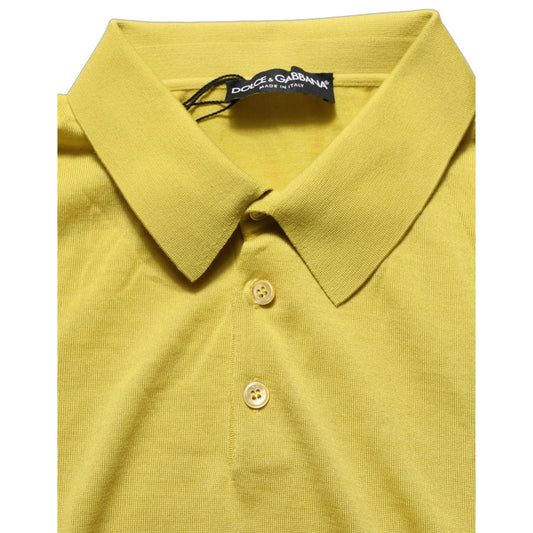 Dolce & Gabbana Yellow Cashmere Short Sleeves Polo T-shirt