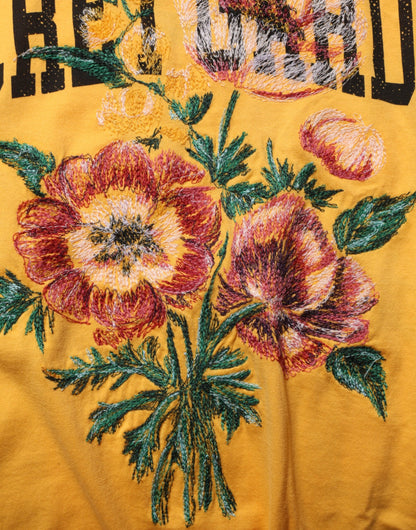 Dolce & Gabbana Yellow Secret Graden Floral Cotton CrewNeck T-shirt