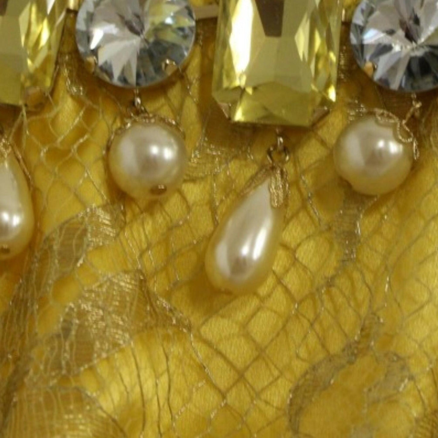 Dolce & Gabbana Yellow lace crystal mini dress