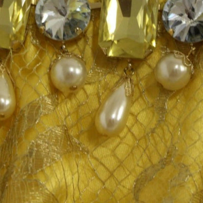 Dolce & Gabbana Yellow lace crystal mini dress