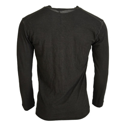 Dsquared² Gray Cotton Linen Long Sleeves Pullover Sweater