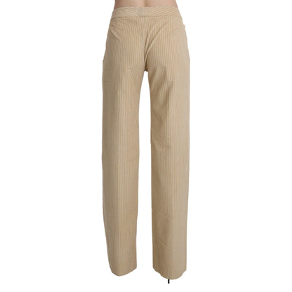Ermanno Scervino Beige High Waist Flared Wide Leg Trouser Pants