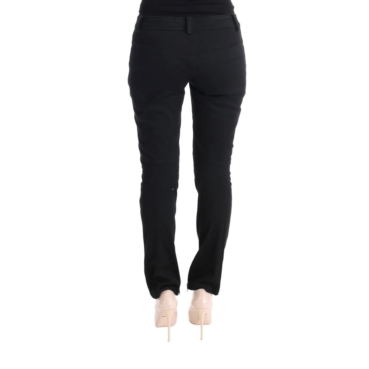 Ermanno Scervino Black Cotton Slim Fit Casual Pants