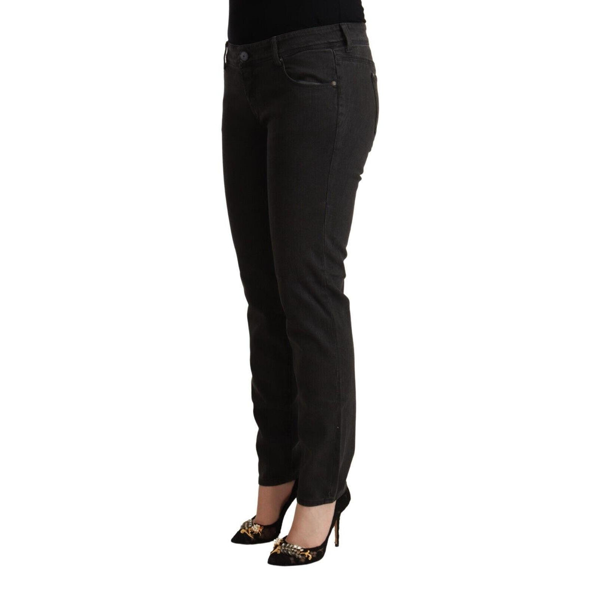 Ermanno Scervino Black Low Waist Skinny Denim Cotton Jeans