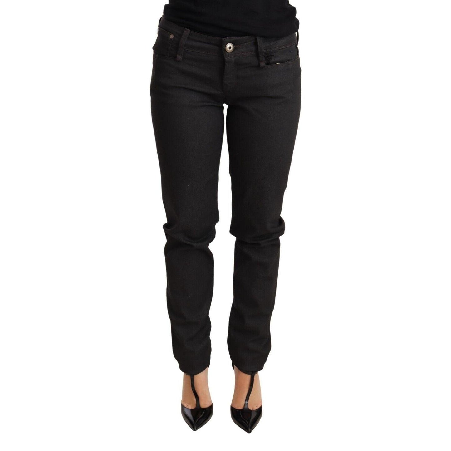 Ermanno Scervino Black Low Waist Skinny Slim Trouser Cotton Jeans