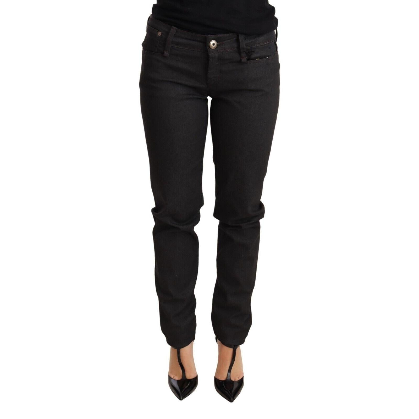 Ermanno Scervino Black Low Waist Skinny Slim Trouser Cotton Jeans