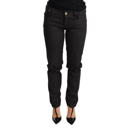 Ermanno Scervino Black Low Waist Skinny Slim Trouser Cotton Jeans