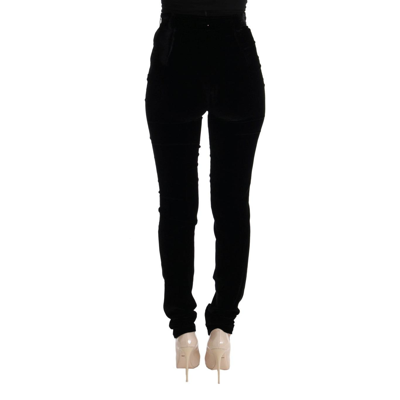 Ermanno Scervino Black Velvet Slim Fit Pants