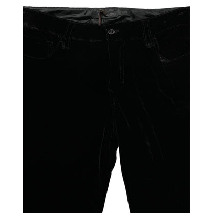 Ermanno Scervino Black Viscose Blend Velvet Slim Fit Pants