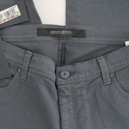 Ermanno Scervino Blue Cotton Blend Slim Fit Bootcut Jeans