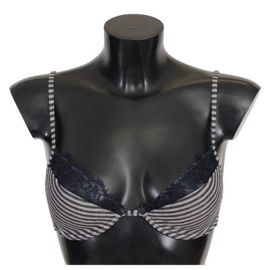 Ermanno Scervino Blue Stripes Lace Reggiseno Bra Underwear