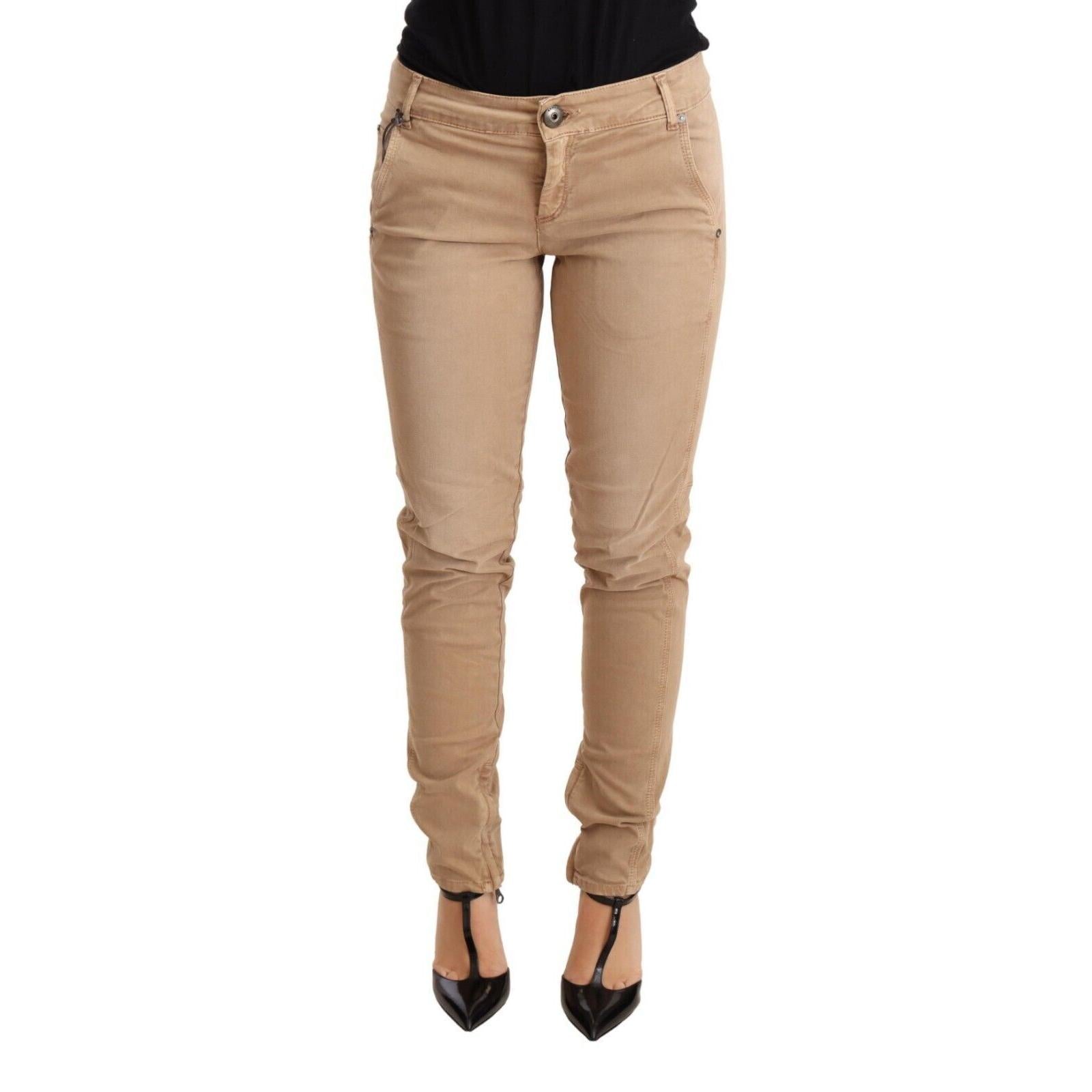 Ermanno Scervino Brown Low Waist Skinny Denim Trouser Cotton Jeans
