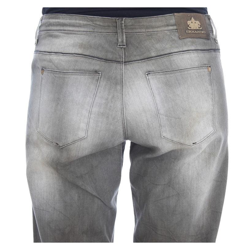 Ermanno Scervino Gray Cotton Blend Loose Fit Boyfriend Jeans
