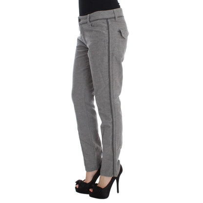 Ermanno Scervino Gray Cotton Straight Fit Casual Pants