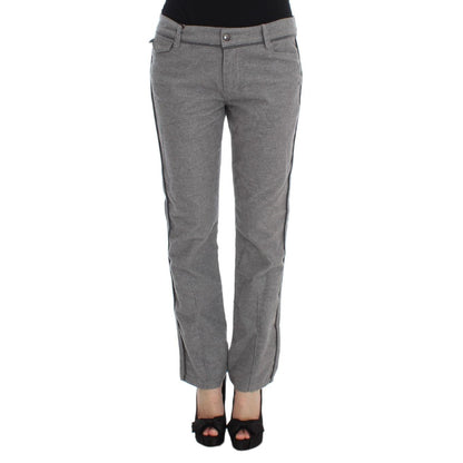 Ermanno Scervino Gray Cotton Straight Fit Casual Pants