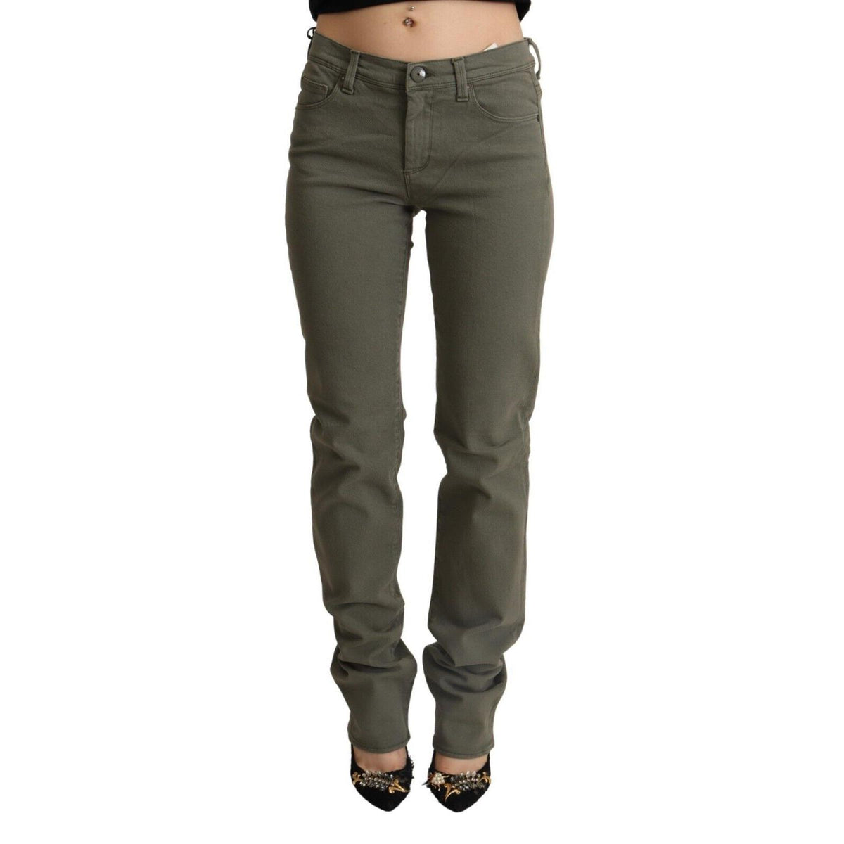 Ermanno Scervino Gray Low Waist Cotton Skinny Denim Trouser Jeans