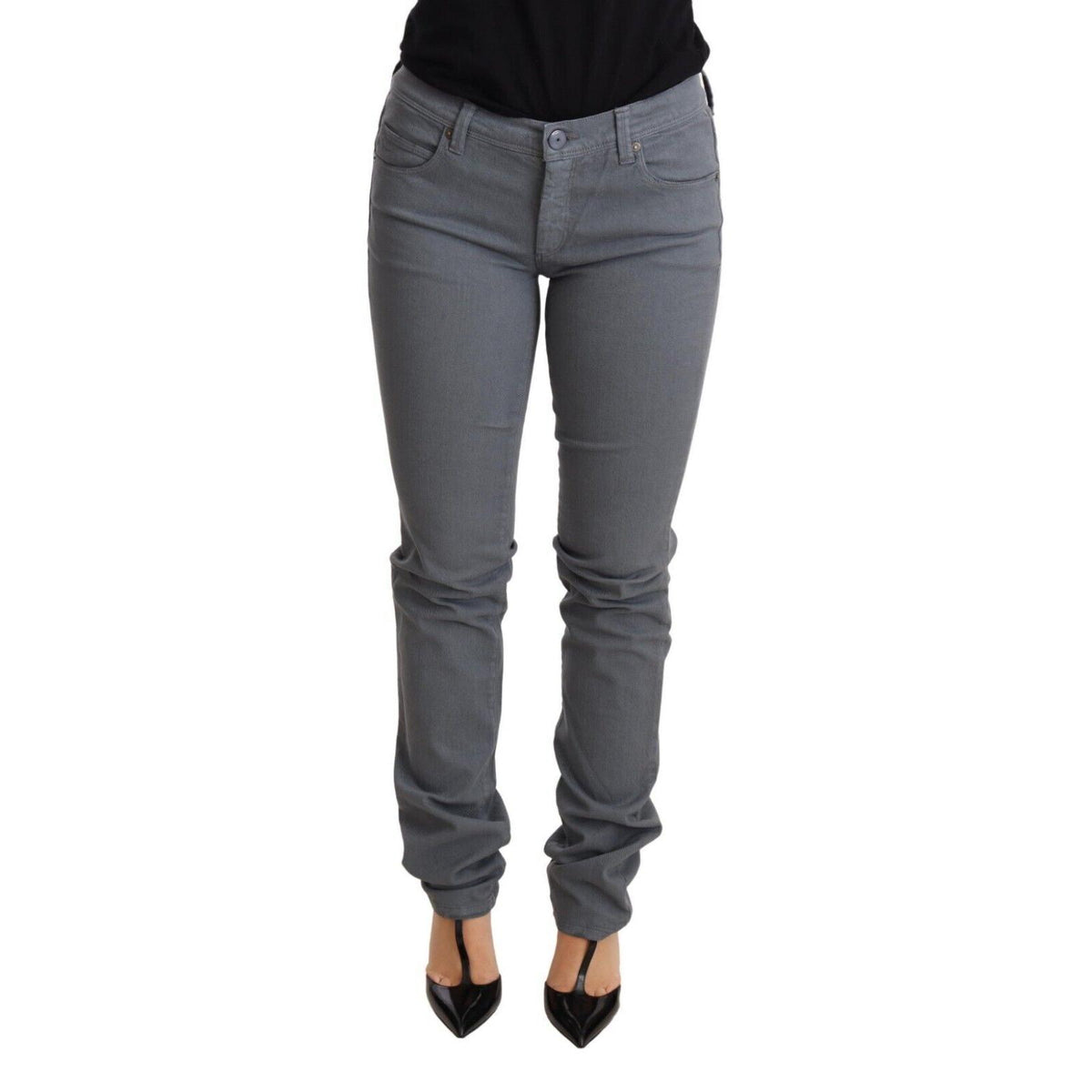 Ermanno Scervino Gray Low Waist Skinny Slim Trouser Cotton Jeans