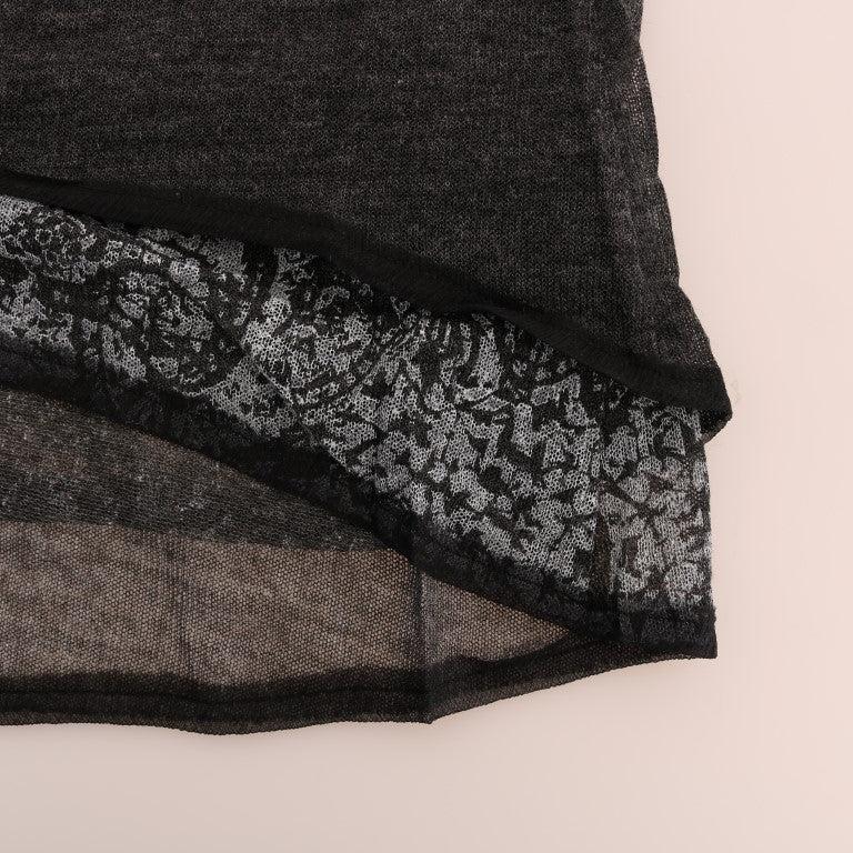 Ermanno Scervino Gray Wool Lace Top Long Sleeved T-shirt