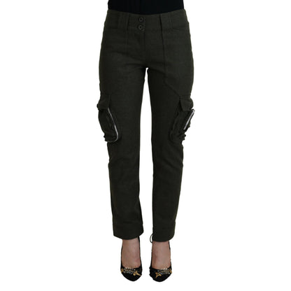 Ermanno Scervino Green Lace Up Leg Women Tapered Pants