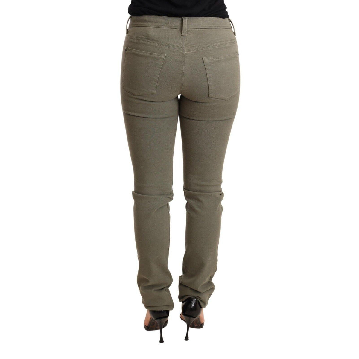 Ermanno Scervino Green Low Waist Skinny Slim Trouser Cotton Jeans