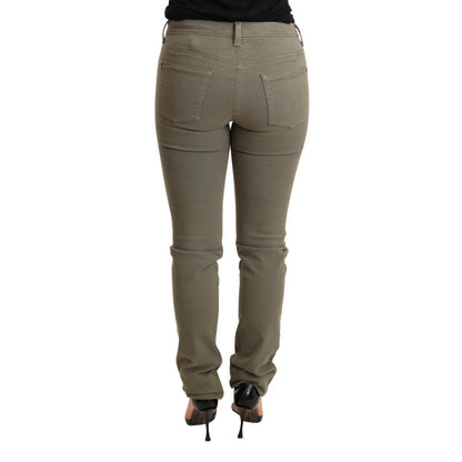 Ermanno Scervino Green Low Waist Skinny Slim Trouser Cotton Jeans
