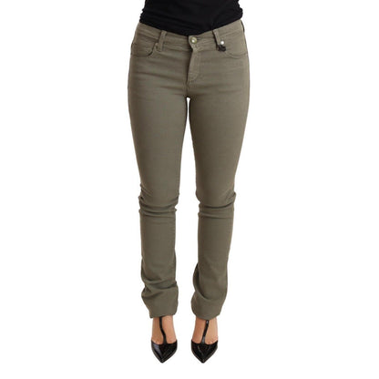 Ermanno Scervino Green Low Waist Skinny Slim Trouser Cotton Jeans