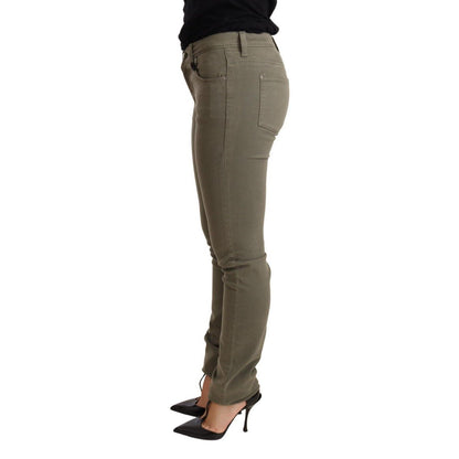 Ermanno Scervino Green Low Waist Skinny Slim Trouser Cotton Jeans