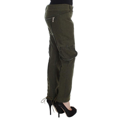 Ermanno Scervino Green Wool Blend Loose Fit Cargo Pants