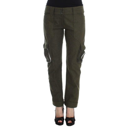 Ermanno Scervino Green Wool Blend Loose Fit Cargo Pants
