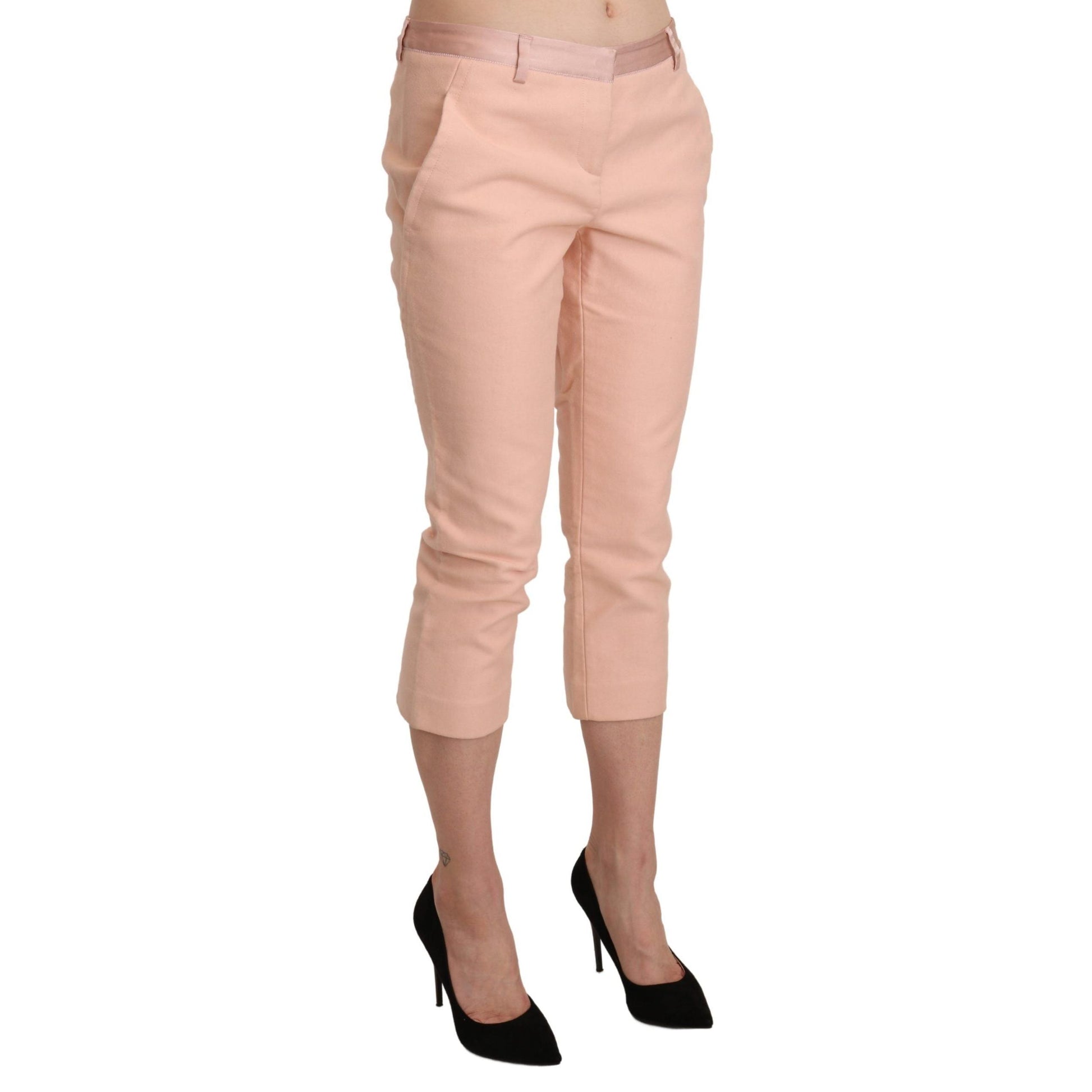 Ermanno Scervino Pink Low Waist Skinny Cropped Capri Pants